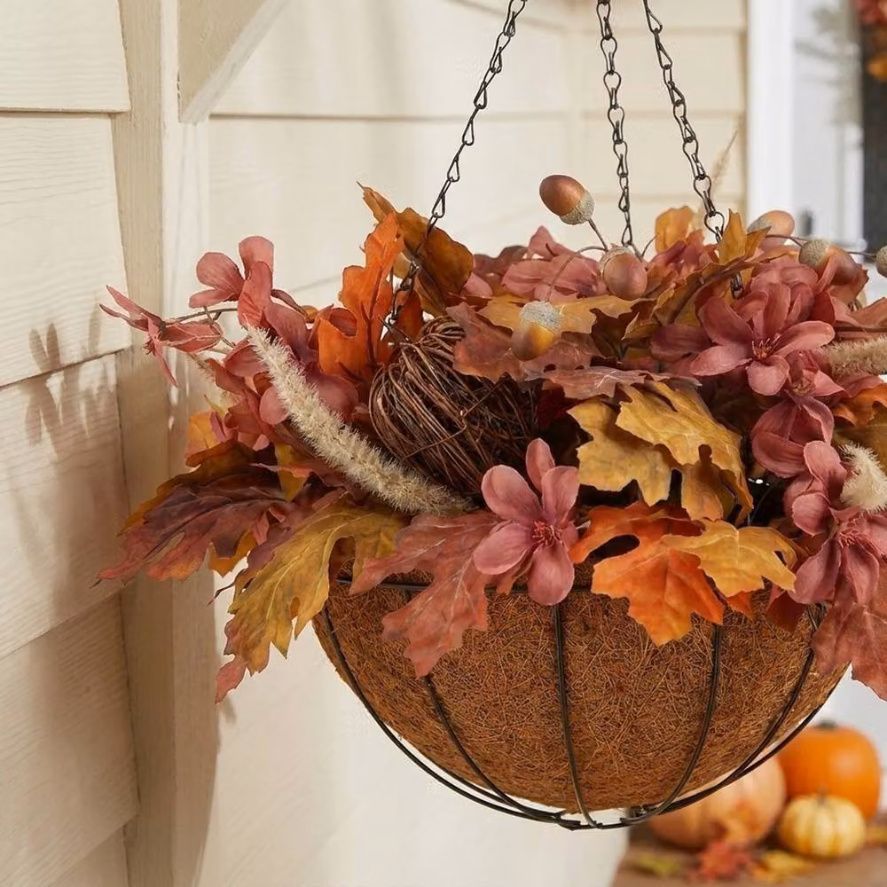 Garden Greatness Autumnal Hanging Basket Arrangement with Red and Multicolour Flowers – 2