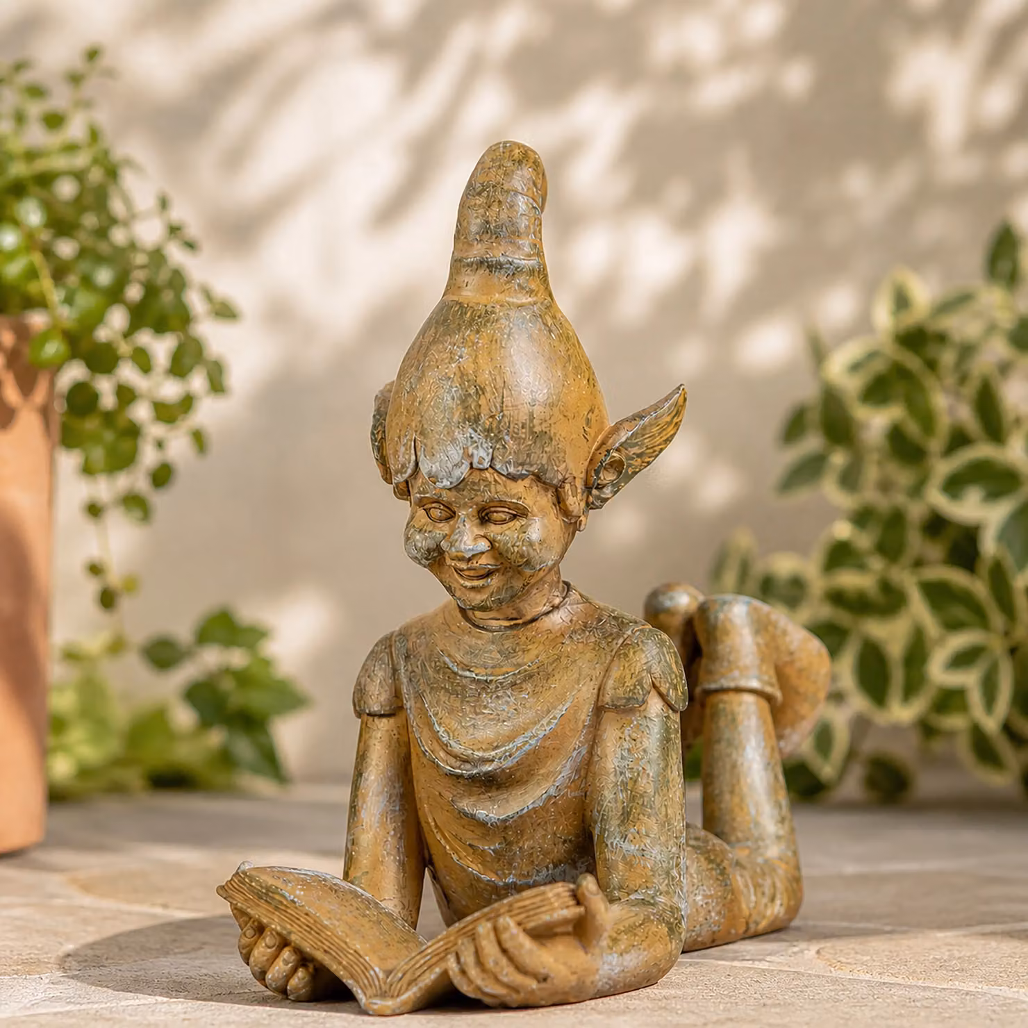 Marco Paul Elf Reading Resin Garden Ornament in Bronze – 5