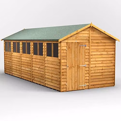 Powersheds Premium Apex Wooden Garden Shed in Natural Brown with Toughened Glass and Security Features, W/D/H: 258 x 239.1 x 16 cm – 1