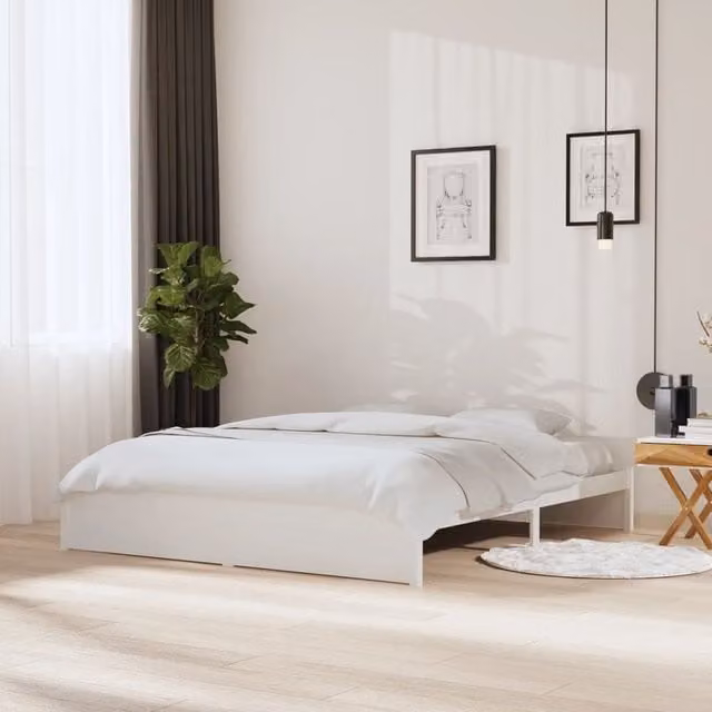 Berkfield Home Super King Size Solid Wood Bed Frame in White
