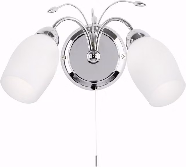 Endon Meadow 2 Light Indoor Wall Light in Chrome and Grey Glass with E14 Base