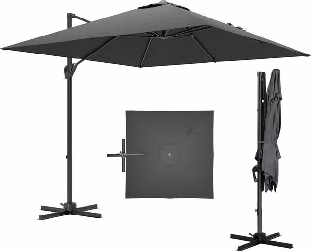 Outsunny Grey Cantilever Patio Offset Parasol Umbrella