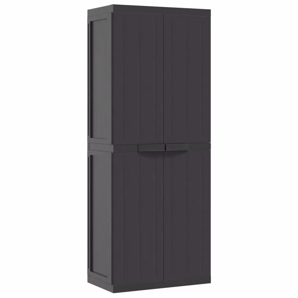 Berkfield Home Black Plastic Outdoor Storage Cabinet with Hinged Doors and Internal Shelves, W/D/H: 65 x 37 x 165 cm – 2