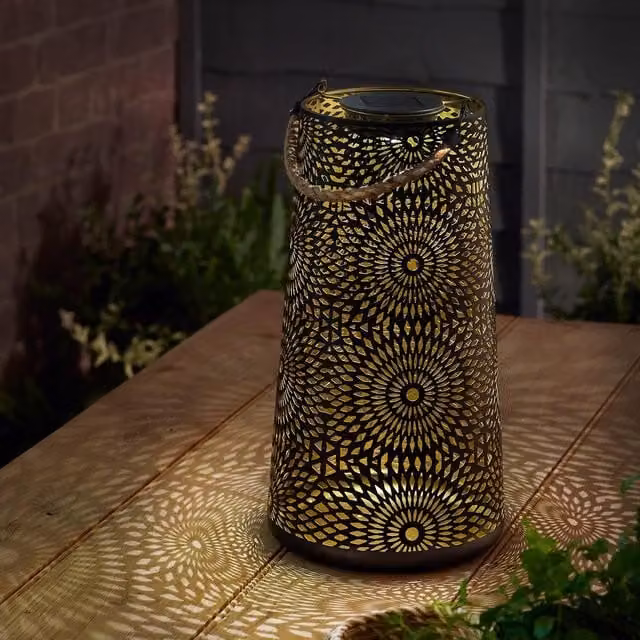 mysmartbuy Solar Powered XL Muscat Garden Lantern with Silhouette Effect in Black