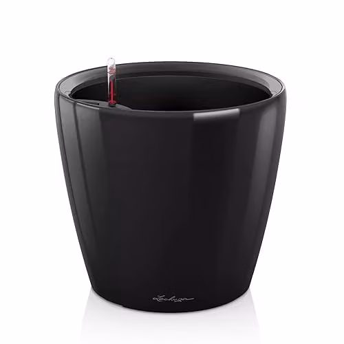 Lechuza Classico 35 LS Self Watering Plant Pot, Black High-Gloss Plastic Planter, D35 x H33 cm – 1