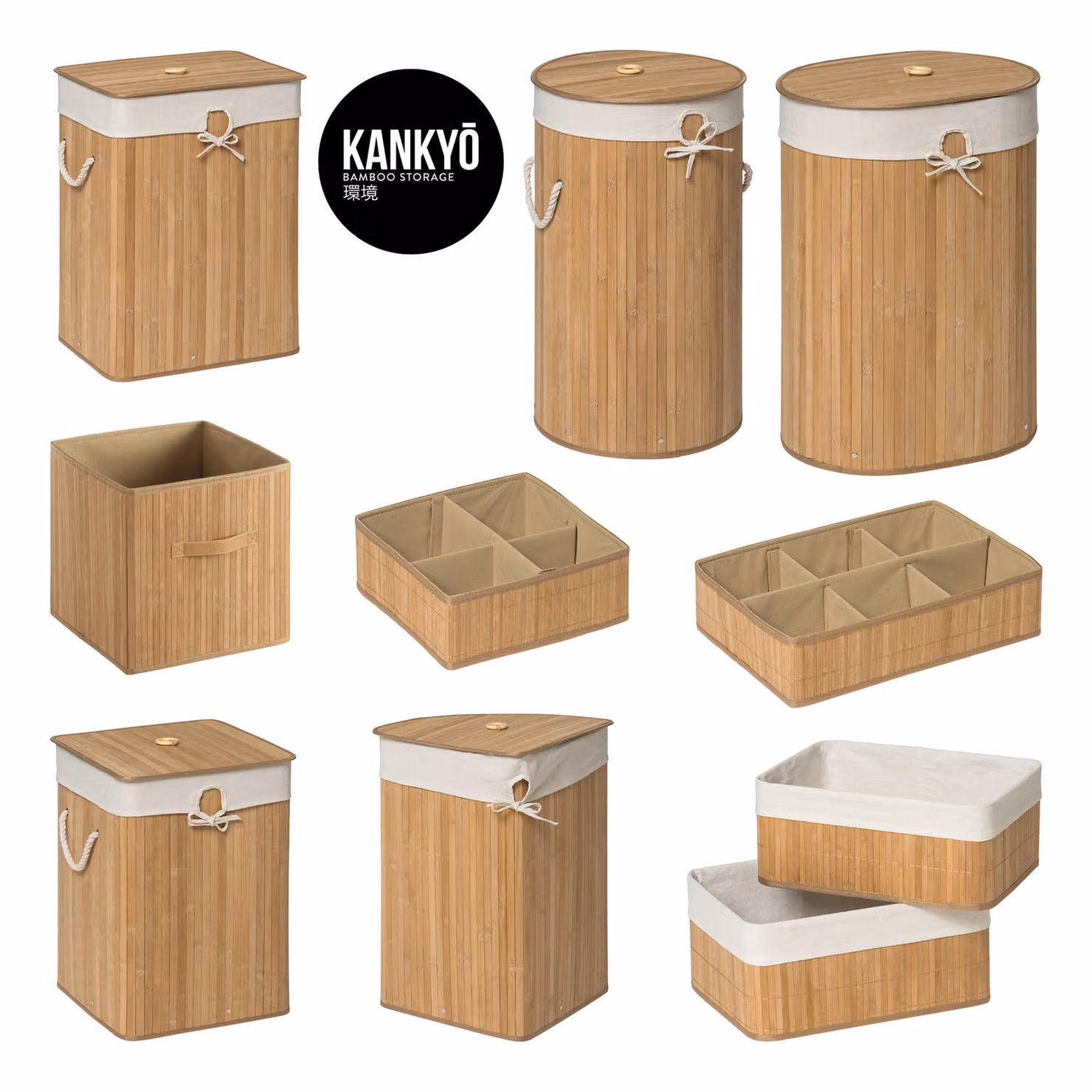 Orsina Kankyo Natural Rectangular Laundry Hamper with Lid, Removable Cotton Bag and Handles in Beige – 2