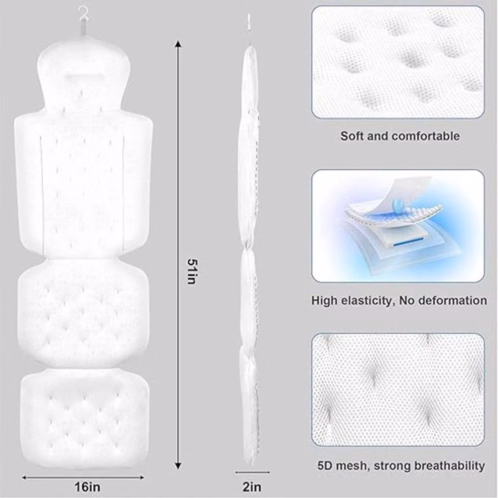 FLAVORA Full Body Bath Pillow with Suction Cups, White, Width: 180 cm, Drop: 180 cm – 2