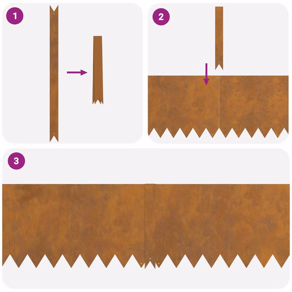 Berkfield Home Lawn Edgings, 20 Pieces, Weathering Steel in Brown, W/D/H: 100 x 0.5 x 30 cm – 4