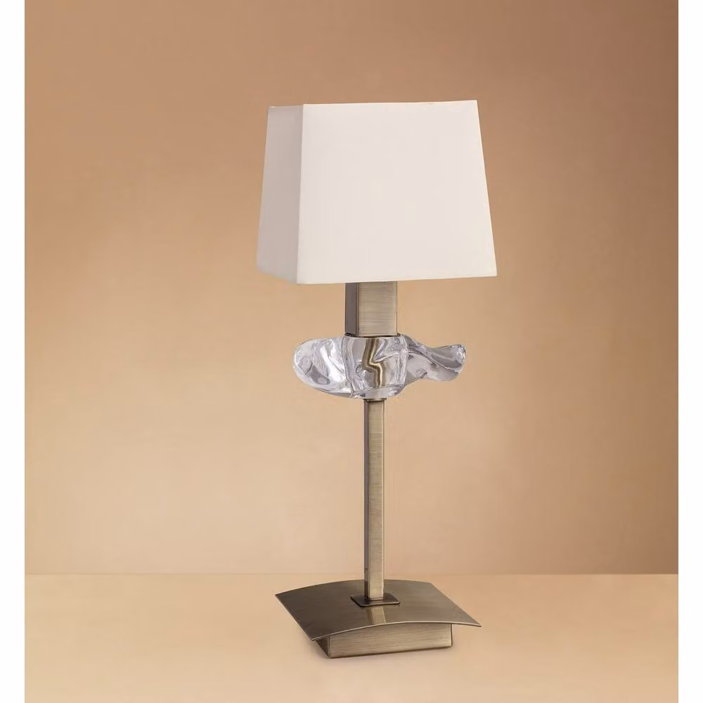 Netlighting Akira Table Lamp with E14 Bulb and Beige Fabric Shade in Antique Brass – 2