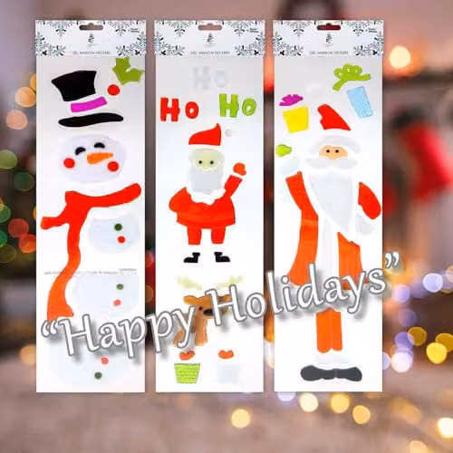 VFM e-Store Christmas Adhesive Paper Stickers in 3 Varied Designs, Multicolour, W: 15 cm, H: 55 cm – 3