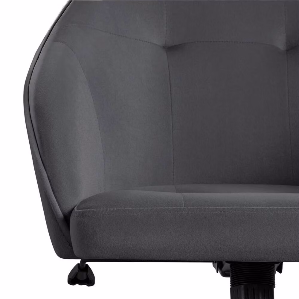 Kelvenix Grey Velvet Swivel Desk Chair with Adjustable Height and Castors – 4