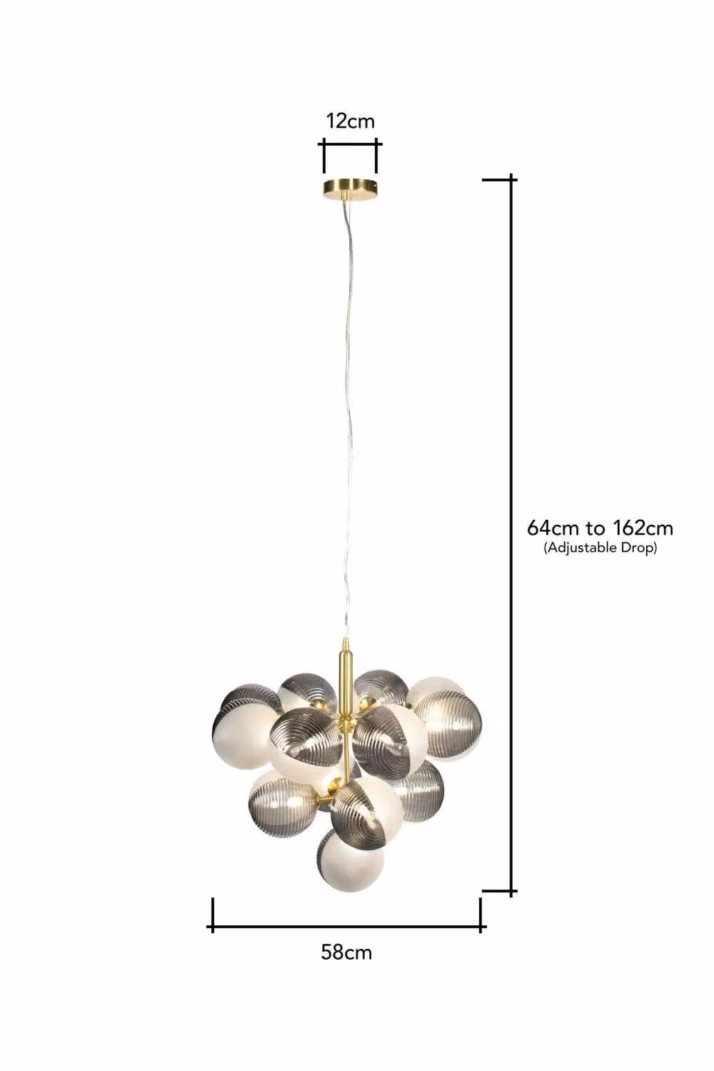BHS Lighting Emile Gold and Brass Sphere Ceiling Pendant Light – 2