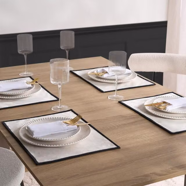OHS Piped Trim Placemats in Black and White, 40 cm