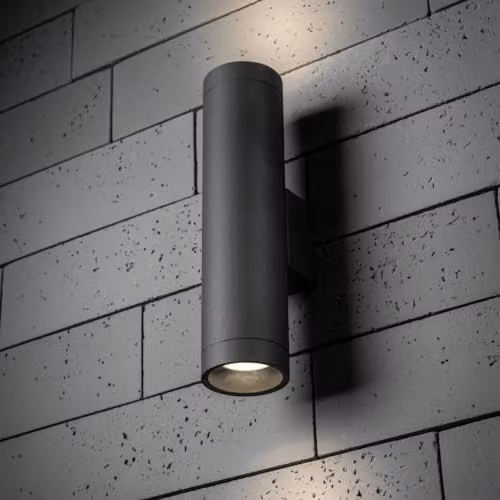 CGC Lighting Lucas Extra Long Double Up and Down Outdoor Wall Light, Grey Aluminium, IP44, GU10 – 2