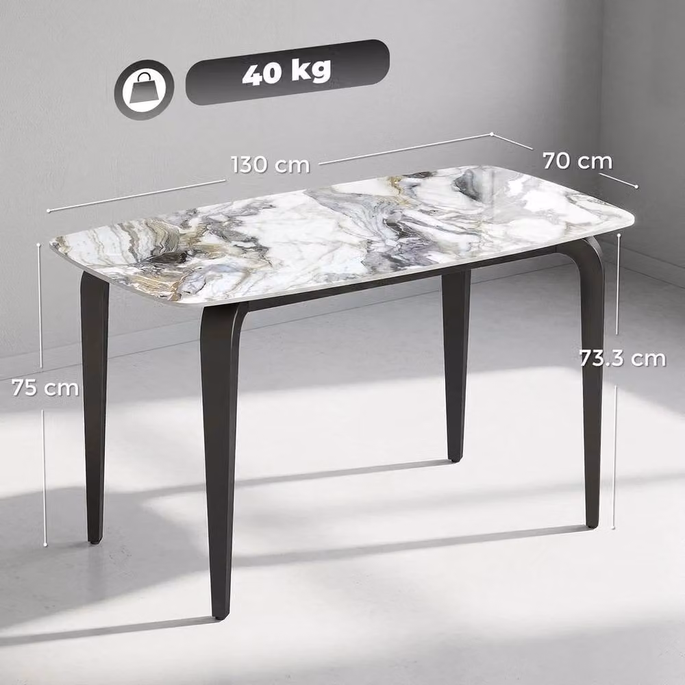 EONLION Modern Rectangular Dining Table with White Glossy Sintered Stone Tabletop – 2