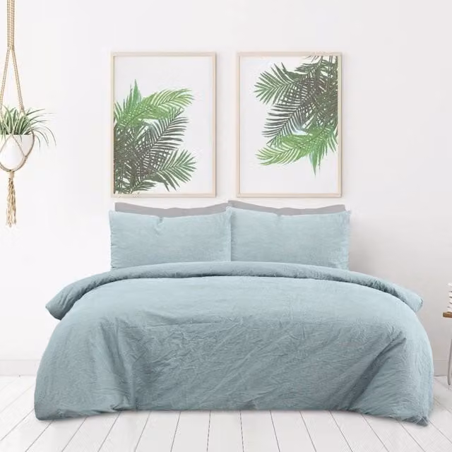 Smart Living Luxury Pure Cotton Plain Dye Duvet Cover and Pillowcase Set, Green, W: 180 cm x D: 200 cm