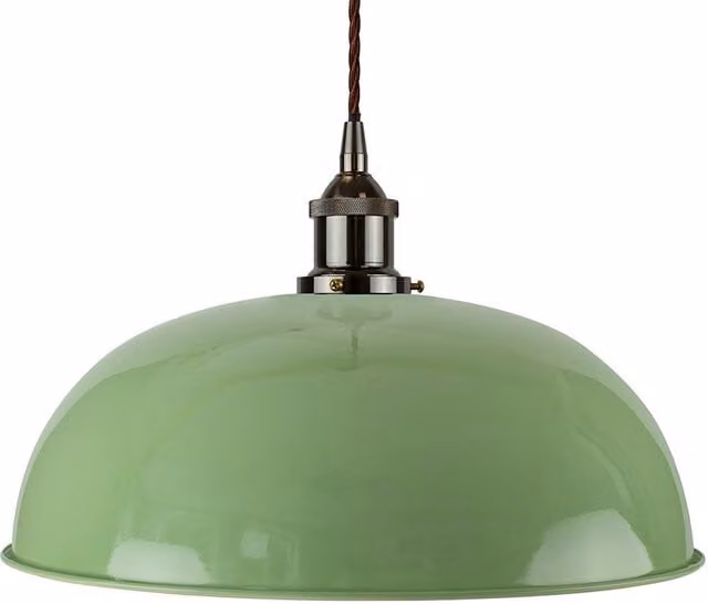 SE Home Worcester Pendant Light in Mint Green with Black Nickel and Brown Twisted Details