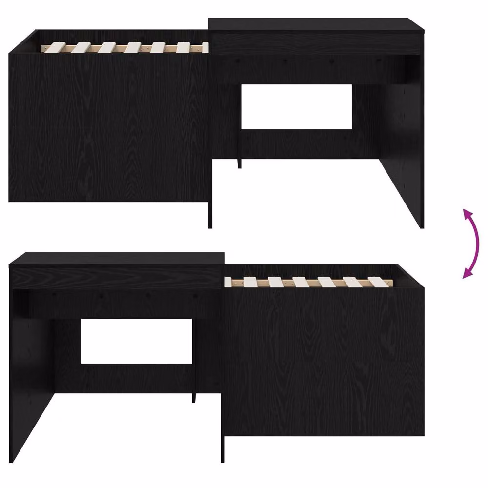 Berkfield Home Kids High Bed Frame with Desk, Black, W/D/H: 160 x 80 x 80 cm – 6