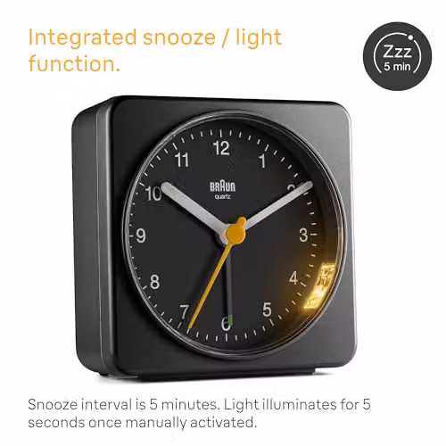 Braun Classic Analogue Alarm Clock with Snooze and Light in Black – 4