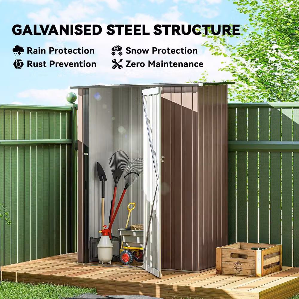 Rolipo Brown Galvanised Metal Garden Shed with Sloped Roof – 6