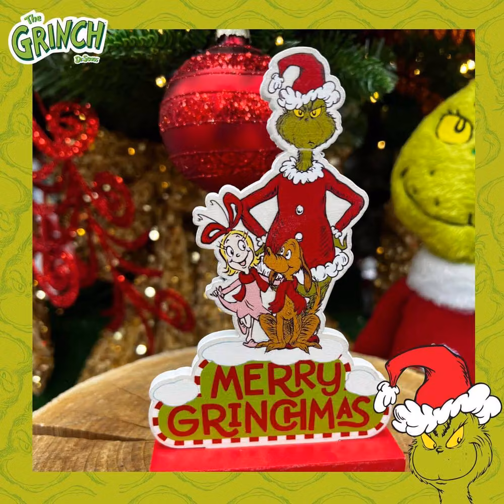 VFM e-Store Grinch 3D Christmas Tabletop Decoration, Green and Multicolour, W: 16 cm, D: 10 cm, H: 16 cm – 3