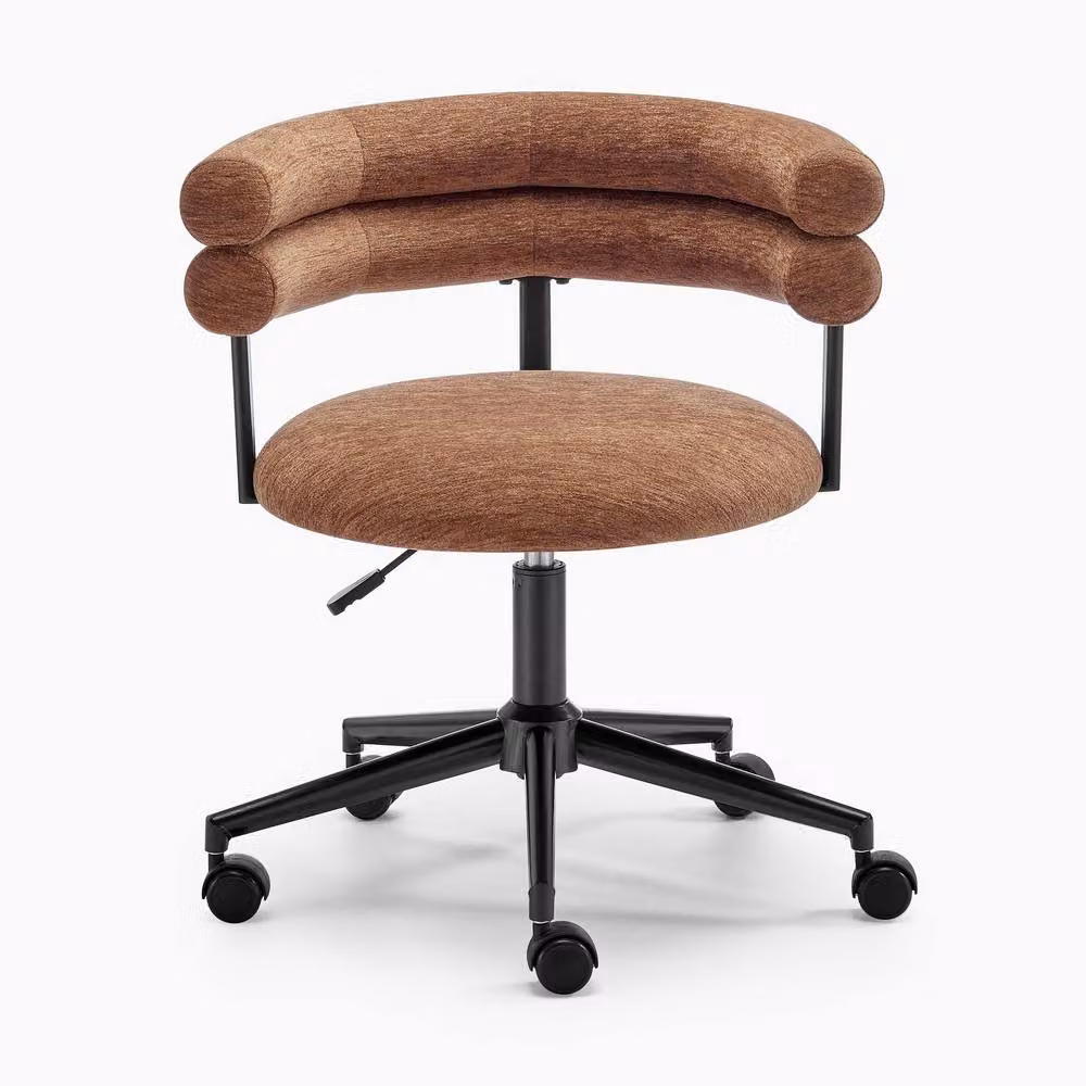FurnitureboxUK Estelle Modern Orange Fabric Swivel Task Office Chair – 2