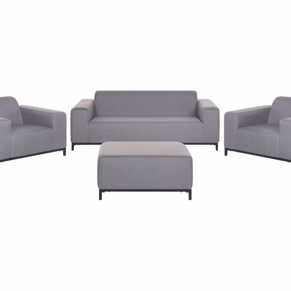 Wyld and Coco 5-Seater Grey Outdoor Sofa Set with Ottoman and Powder Coated Aluminium Frame – 2
