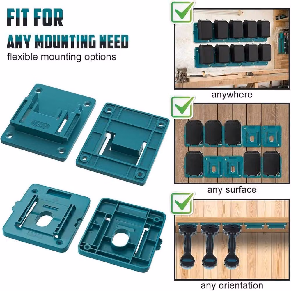 FLAVORA 20-Piece 18V Tool and Battery Wall Mount Holders, Green, W: 52 cm – 5