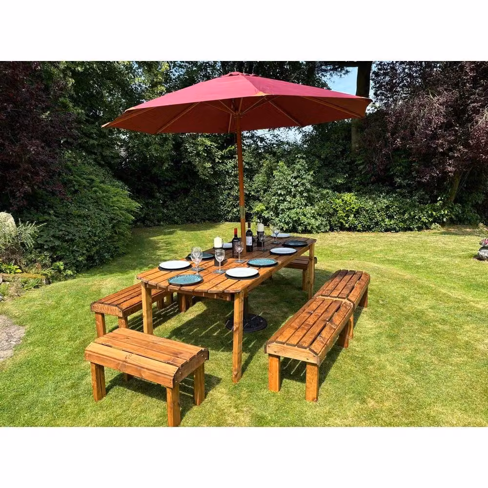Charles Taylor Knights Ten Seater Garden Furniture Table Set in Brown Wood – 2