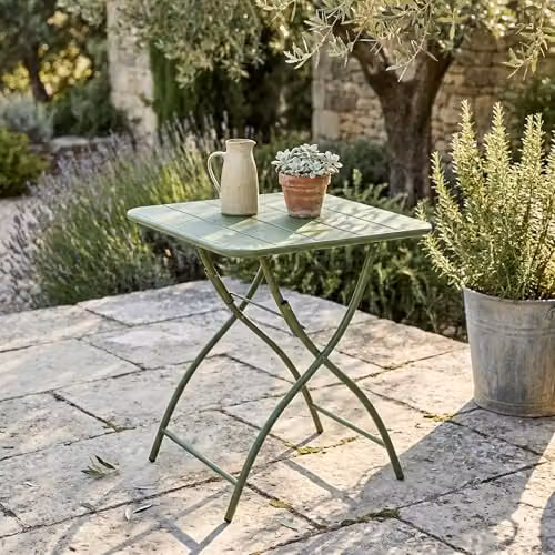 Core Products Rimini Folding Bistro Table for Garden and Patio, Powder-Coated Alloy Steel, W/D: 60 x 60 cm – 4
