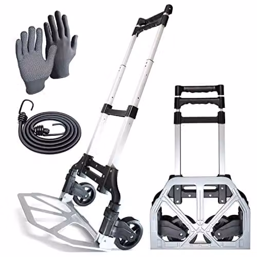 WMR Heavy Duty Aluminium Folding Hand Truck Trolley in Silver with 80kg Max Load Capacity