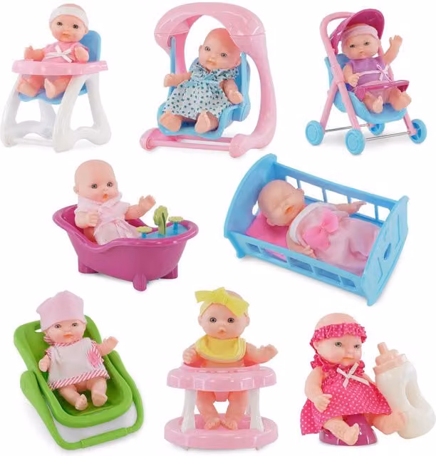 BiBi Doll Pink and Multicolour Baby Doll Set with Accessories for Kids and Toddlers