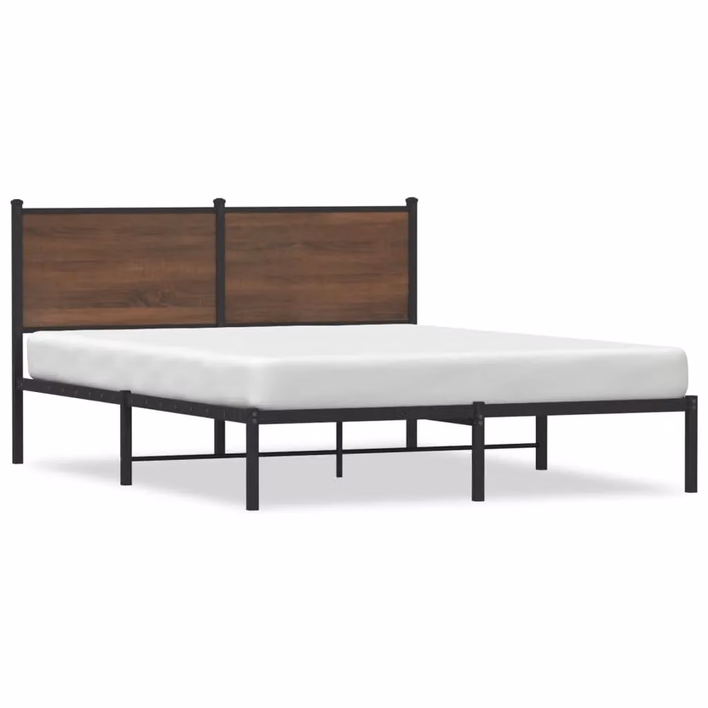 Berkfield Home Metal Bed Frame in Brown Oak, W: 140 cm, L: 200 cm – 2