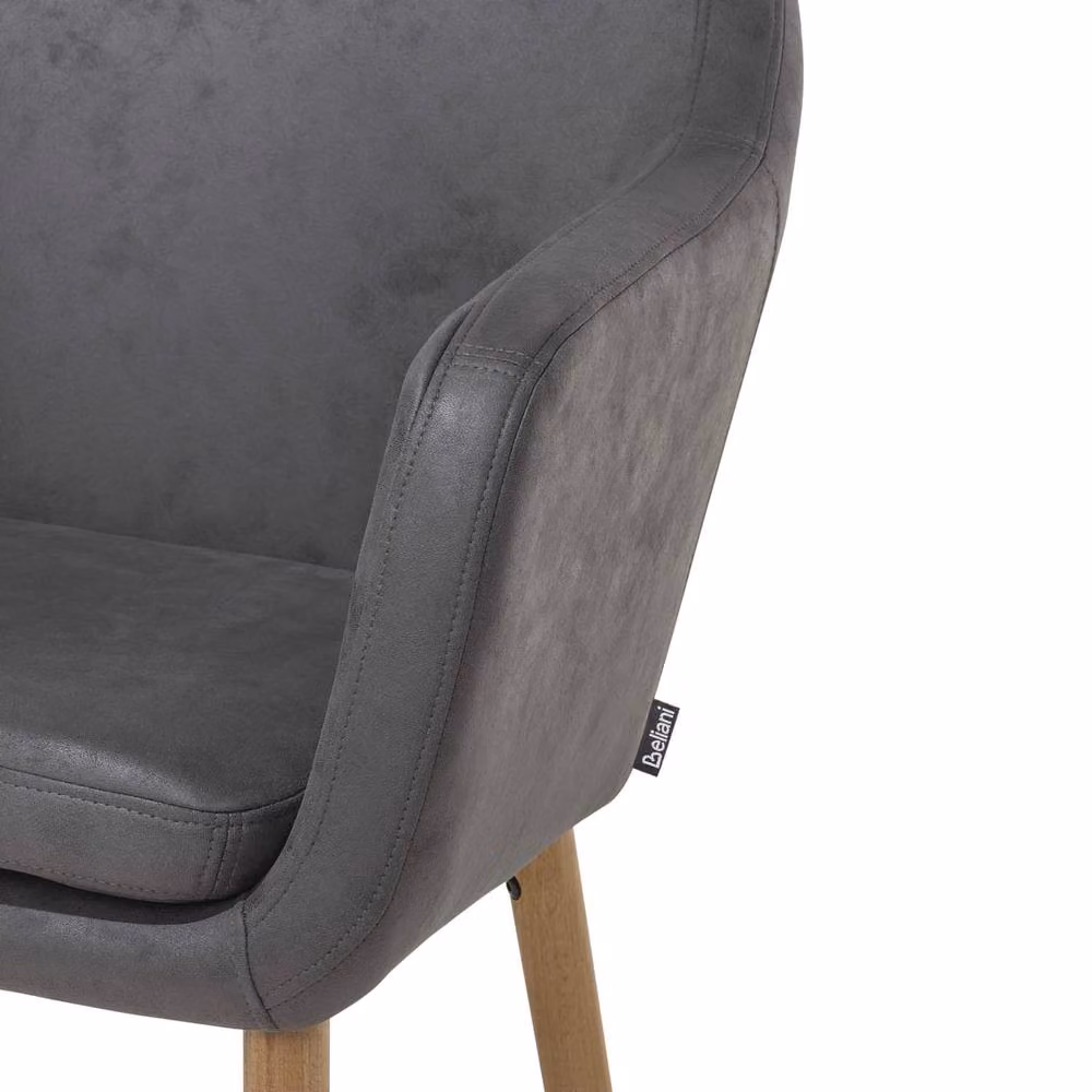 Wyld and Coco Mid-Century Dining Chair in Grey Faux Leather with Beechwood Legs – 5