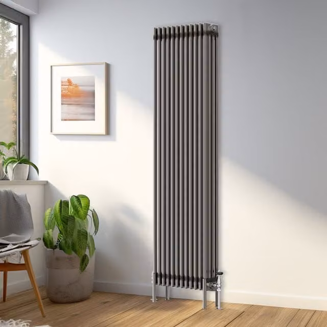 Right Radiators Traditional 4 Column Vertical Radiator in Raw Metal, H 180 cm x W 56 cm