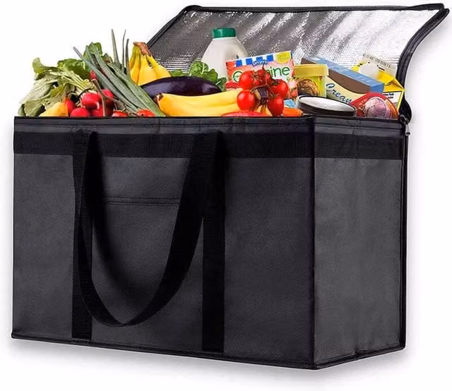 NESTLUNE Large Insulated Thermal Delivery Bag, 70L, Black, W: 100 cm, D: 15 cm, H: 15 cm