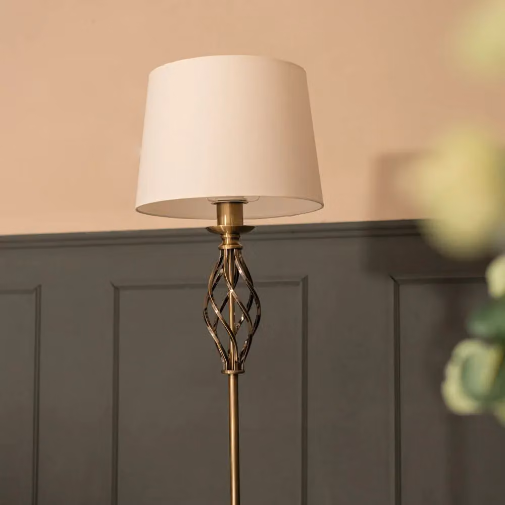ValueLights Memphis Traditional Floor Lamp in Antique Gold and Brown – 3