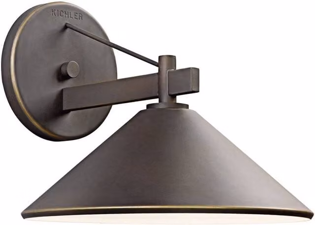 Kichler Ripley Medium Wall Mounted Garden Lantern in Old Bronze and Brown, IP44