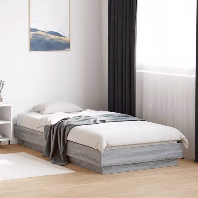 Berkfield Home Grey Sonoma Bed Frame in Engineered Wood W/D/H: 90 x 200 cm – 1