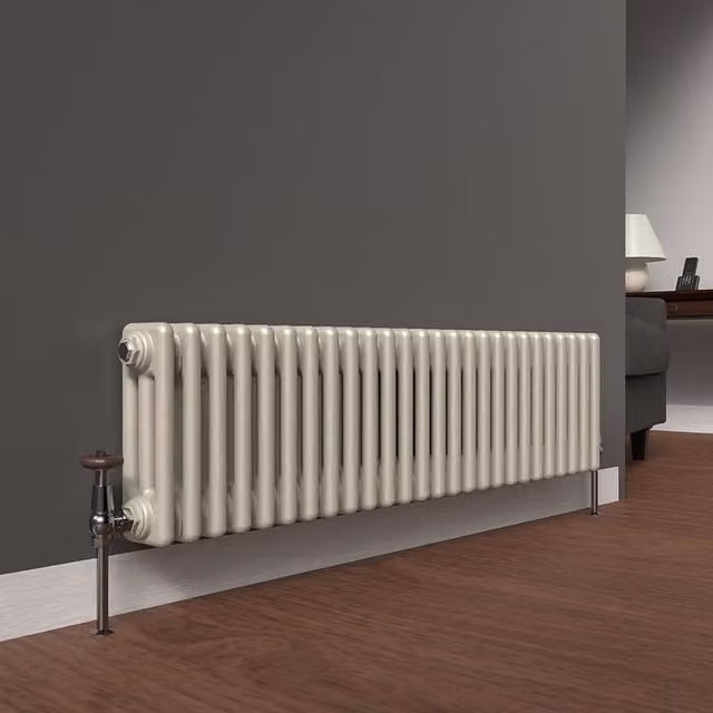 Lux Heat Horizontal Column Radiator in Dune Grey, 3 Column, H: 119 cm, W: 30 cm