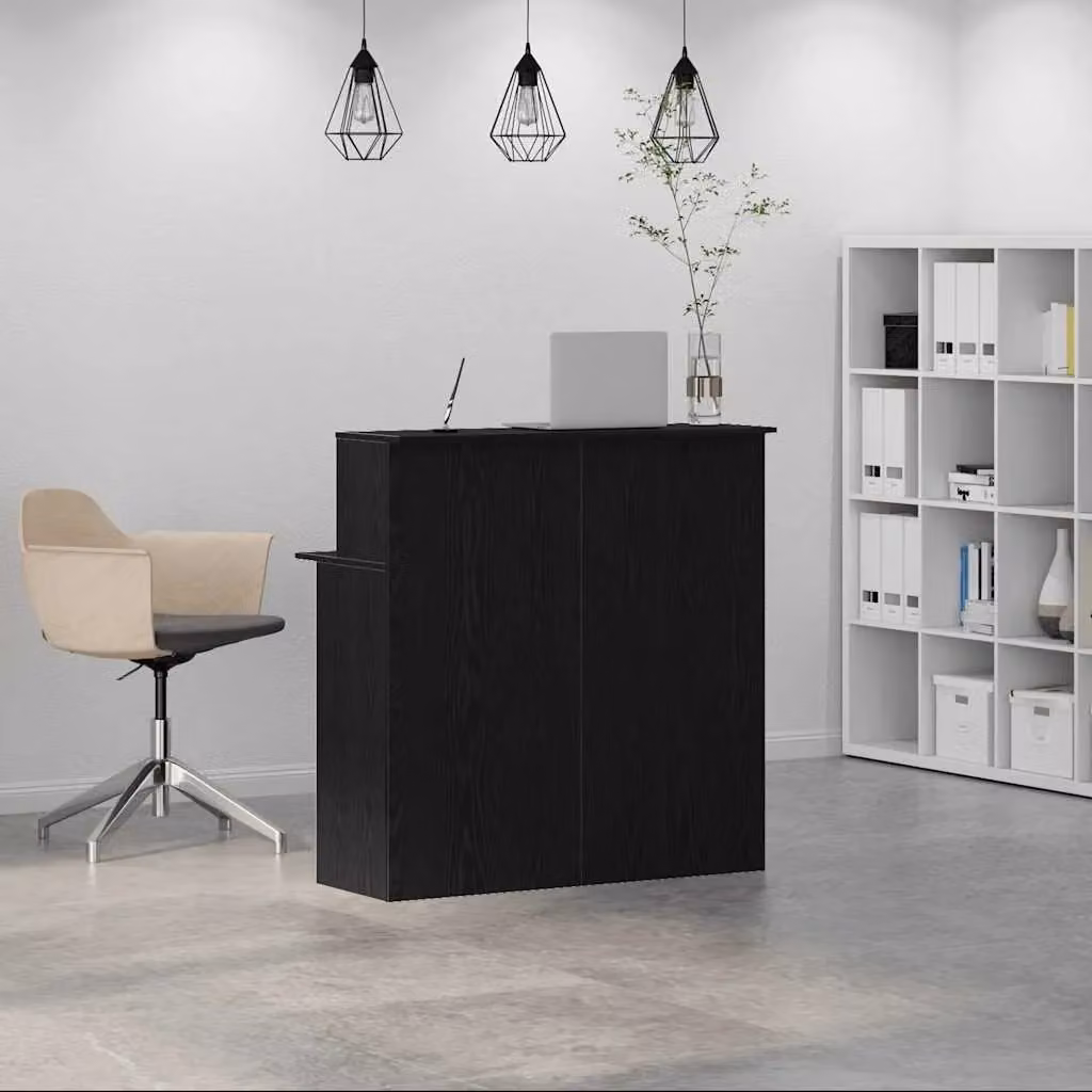 Berkfield Home Black Modern Reception Desk in Engineered Wood W/D/H: 100 x 50 x 103.5 cm – 2