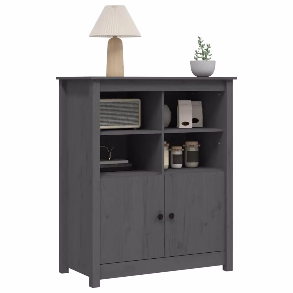 Berkfield Home Grey Rustic Solid Wood Pine Sideboard W/D/H: 83 x 41.5 x 100 cm – 3