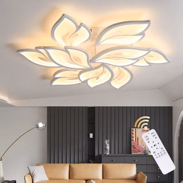 Garwarm 9-Head Dimmable LED Flower Shape Flush Mount Ceiling Light in White – 1