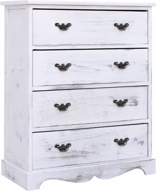 Berkfield Home White Wood Drawer Cabinet W/D/H: 60 x 30 x 75 cm