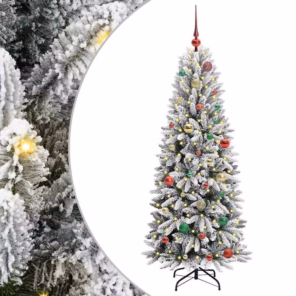 Berkfield Home Green Artificial Christmas Tree with 150 White LEDs, W/D/H: 63 x 63 x 150 cm – 3