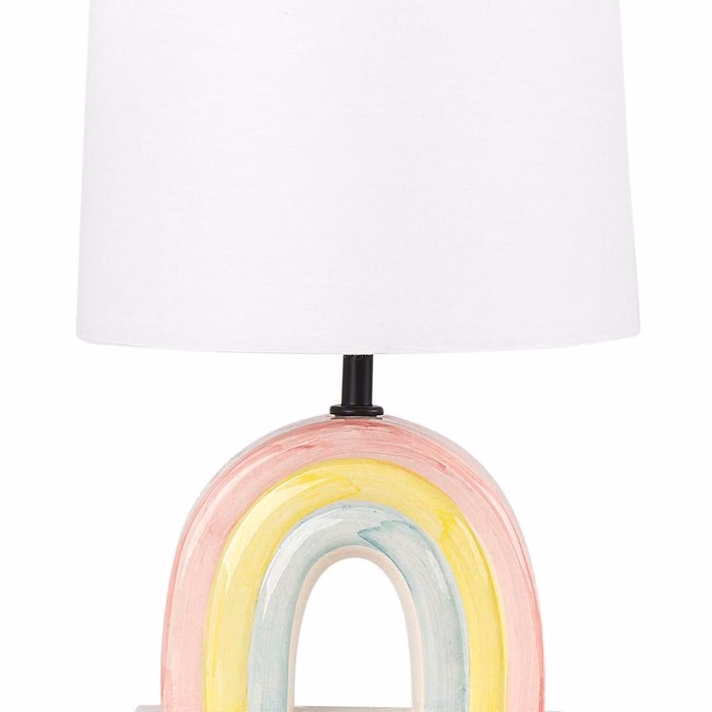 Wyld and Coco Multicolour Ceramic Table Lamp with Fabric Drum Shade – 2