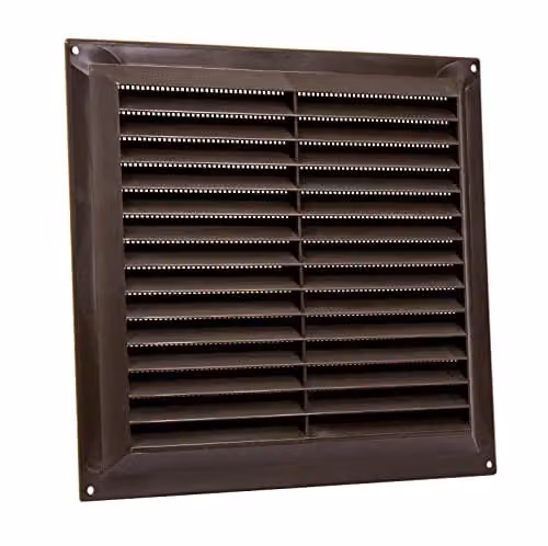 Map Brown Plastic Louvre Air Vent Grille with Flyscreen for 9 x 9 inch Openings – 1