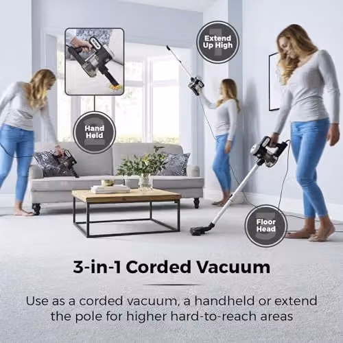 Tower T513005PL Pro Corded 3-in-1 Bagless Vacuum Cleaner with Cyclonic Suction, HEPA 13 Filter and Detachable Handheld Mode, Silver and Black – 2
