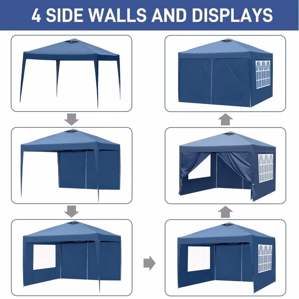 Kelvenix Blue Pop Up Gazebo Marquee with Steel Frame, W: 300 cm, D: 300 cm, H: 255 cm – 3