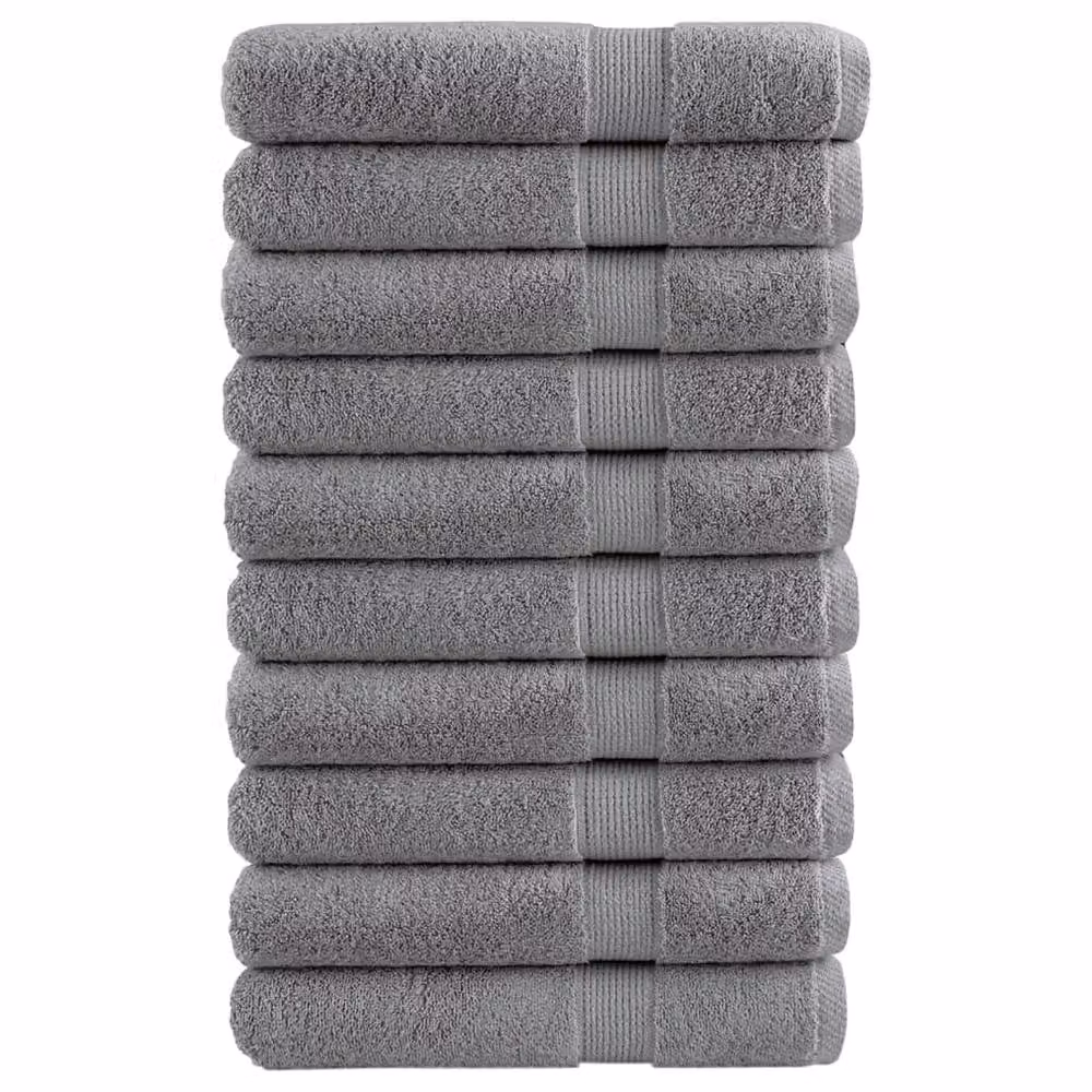 Berkfield Home SOLUND Premium Cotton Terry Towel Set, 10 Pieces, Grey, W: 100 cm x L: 200 cm, 600gsm – 2